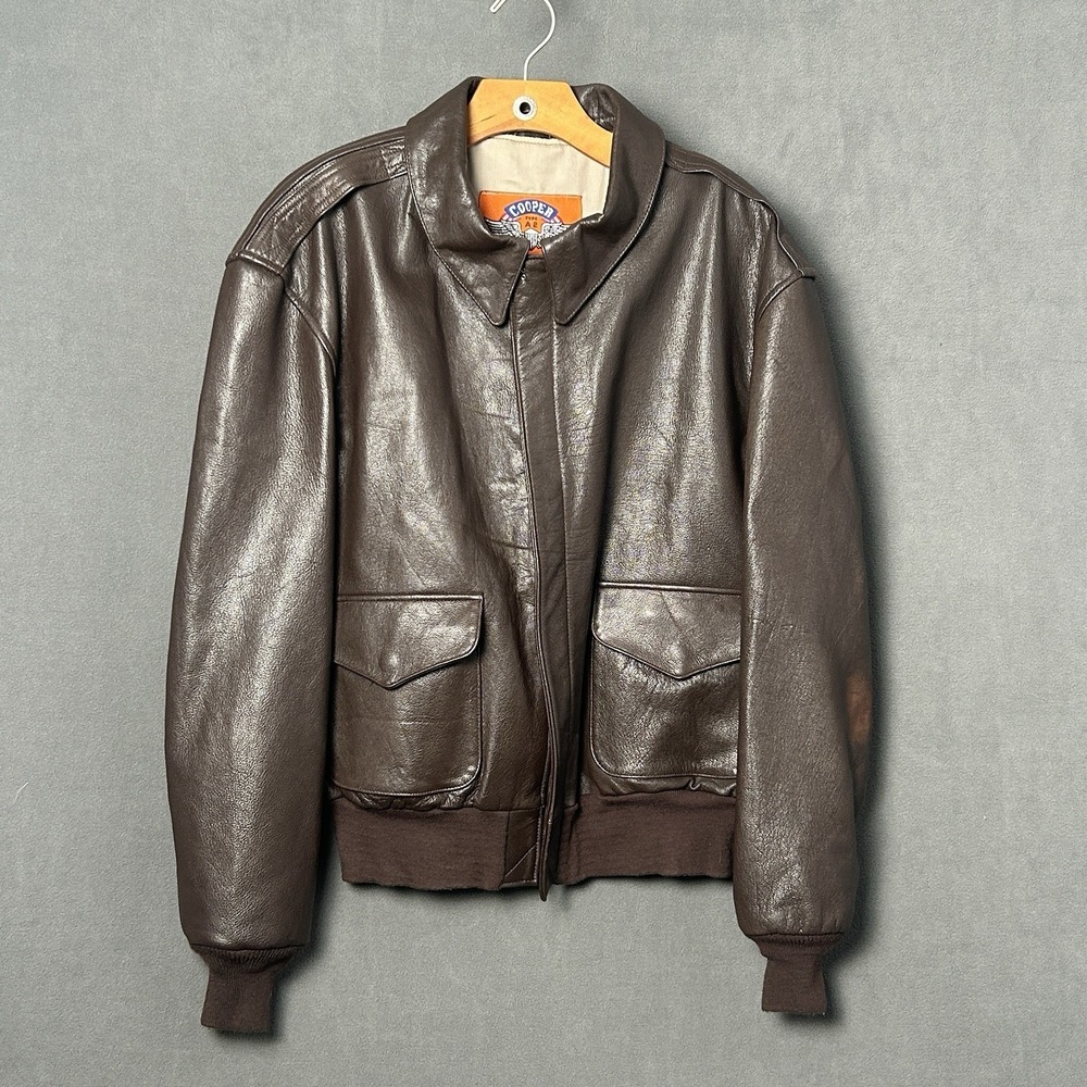 VTG US Cooper A-2 Brown Goatskin Leather Commemorative Flight Jacket '95 46-R